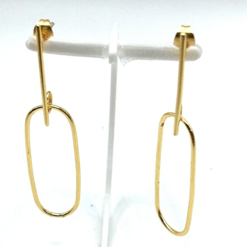 Paperclip‎ Gold Tone Drop Dangle Wire 2.25" EARRINGS